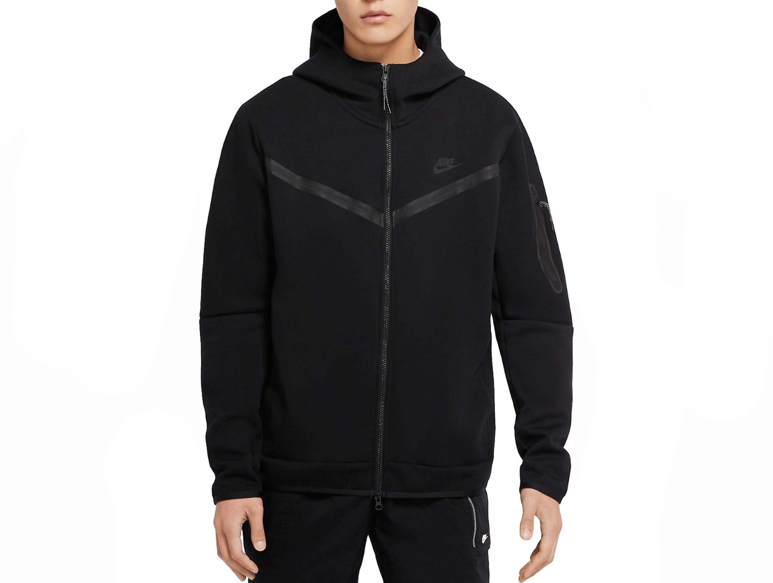 Nike Sportswear Tech Fleece Felpa con Cappuccio Full-Zip Nera 3/4
