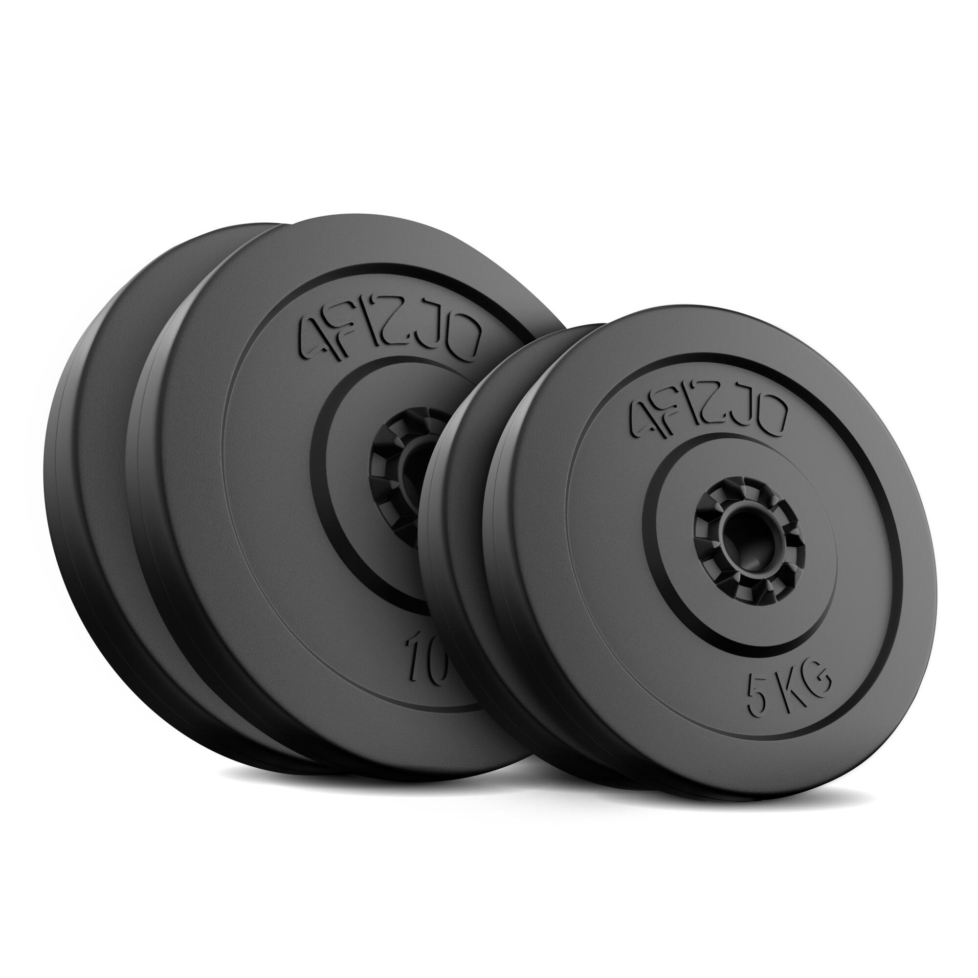 Hantelscheiben Set 30kg Bitumen 2x5kg 2x10kg Gewichte Training Sport 4FIZJO 6/7