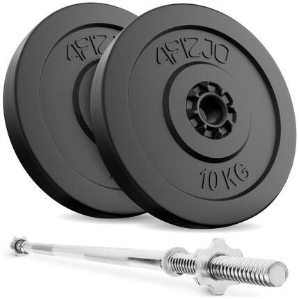 Langhantel Set 20kg Bitumen Gerade Stange 180cm Gewichte Kraftsport 4FIZJO