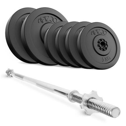 Langhantel Set 40kg Bitumen Gerade Stange 150cm Gewichte Kraftsport 4FIZJO