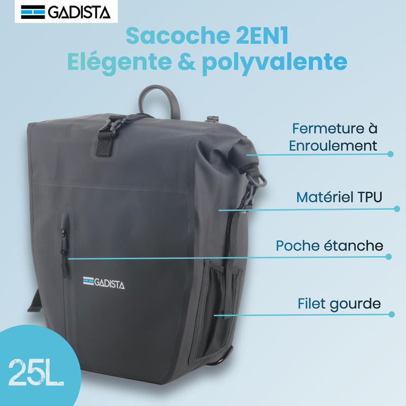 GADISTA France, Sacoche Velo arrière porte bagage 2EN1 TPU-Étanche universelle