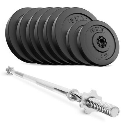 Langhantel Set 70kg Bitumen Gerade Stange 150cm Gewichte Kraftsport 4FIZJO