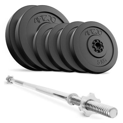 Langhantel Set 40kg Bitumen Gerade Stange 180cm Gewichte Kraftsport 4FIZJO