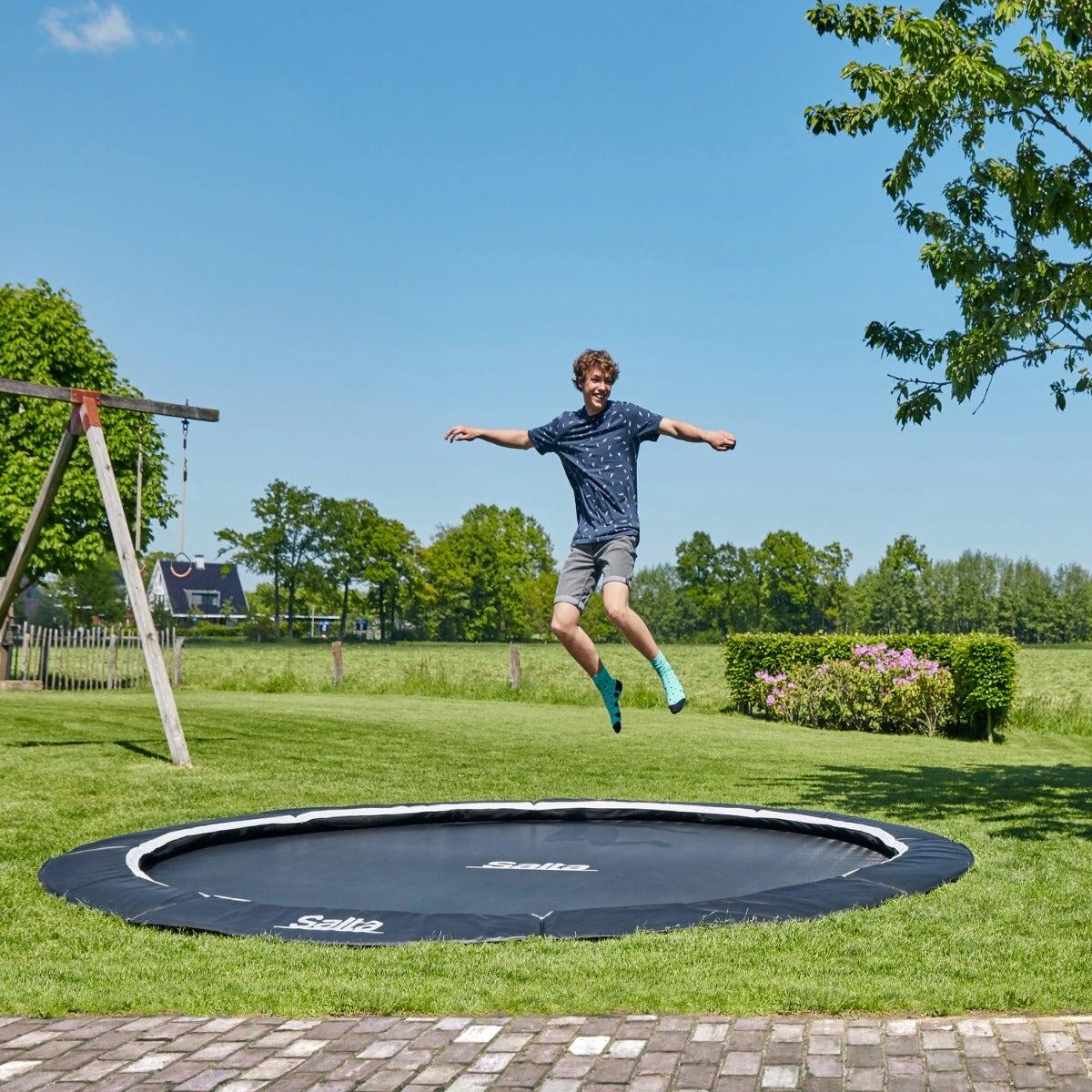8ft 2&quot; Salta Black Royal Baseground Round Trampoline 2/7