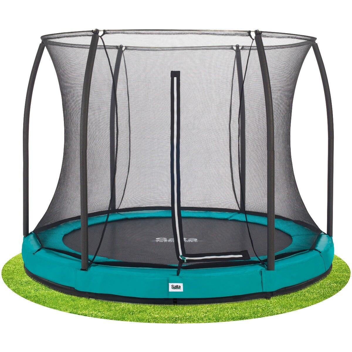 SALTA 10ft Salta Green Comfort Edition InGround Round Trampoline with Enclosure