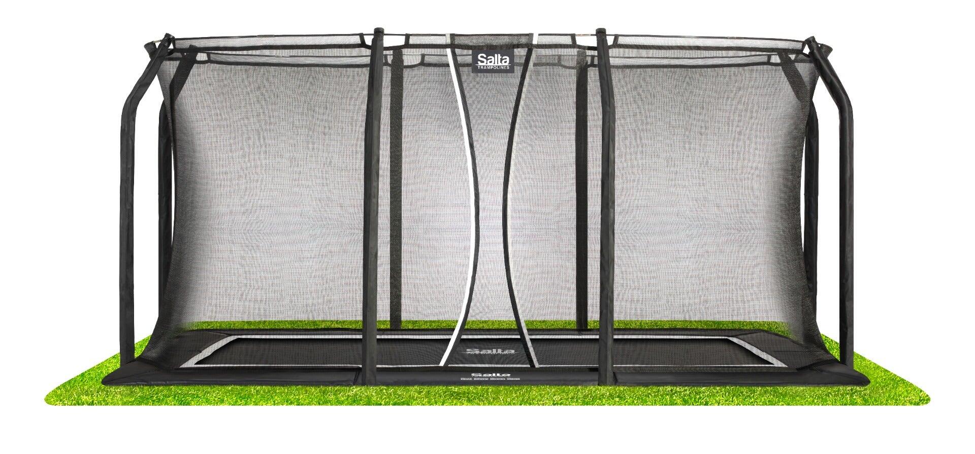SALTA 10ft x 7ft Salta Black Royal Baseground Rectangular Trampoline with Enclosure