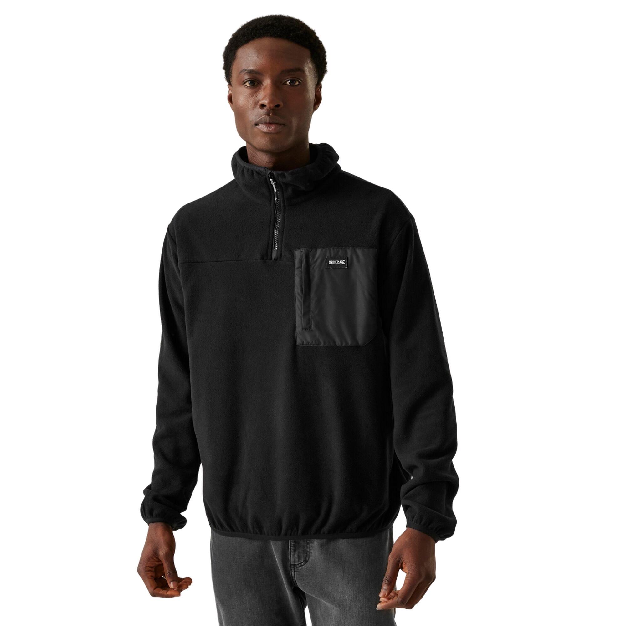 Mens Frankie Half Zip Fleece Top (Black) 3/4