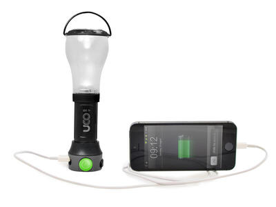 Kompakte 3-in-1-LED-Taschenlampe. Laterne und Powerbank Uco