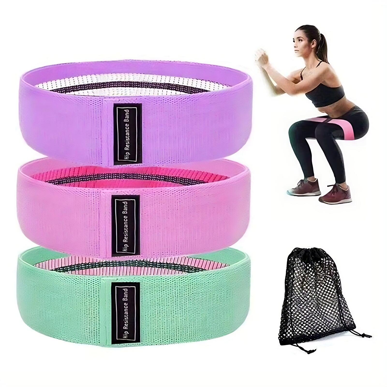 Set 3 Power Bandas de tela con Resistencia Premium (15-30 KG) Gimnasia Fitness 2/3