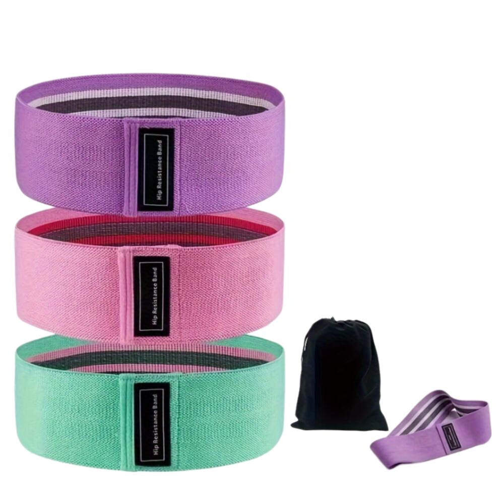 OZIO FITNESS Set 3 Power Bandas de tela con Resistencia Premium (15-30 KG) Gimnasia Fitness