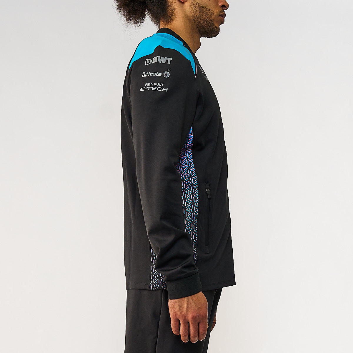 Felpa con zip da uomo in poliestere nero da abbigliamento racing 2/7