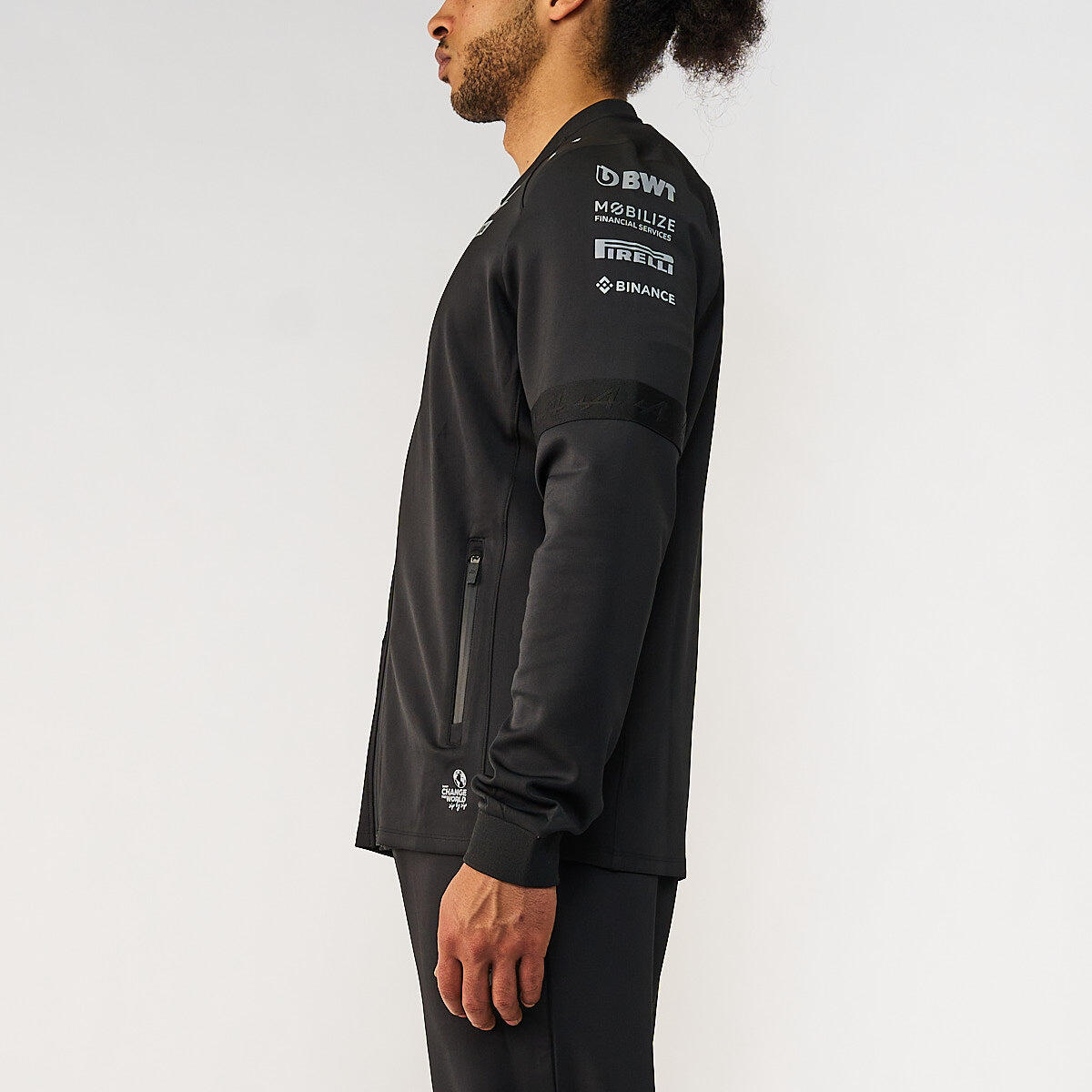 Felpa con zip da uomo in poliestere nero da abbigliamento racing 5/7