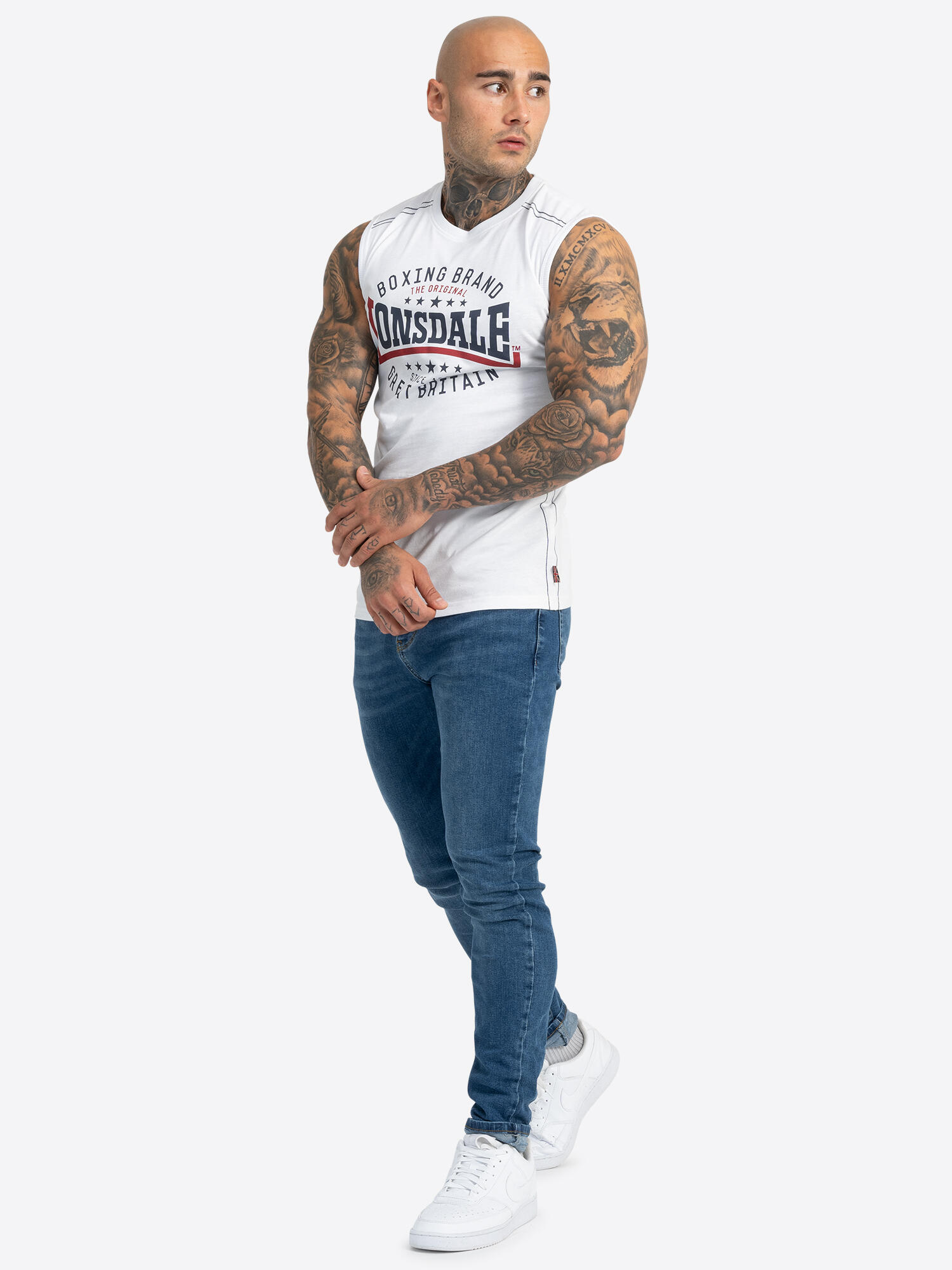 LONSDALE Herren ärmelloses T-Shirt schmale Passform ST. AGNES 3/6