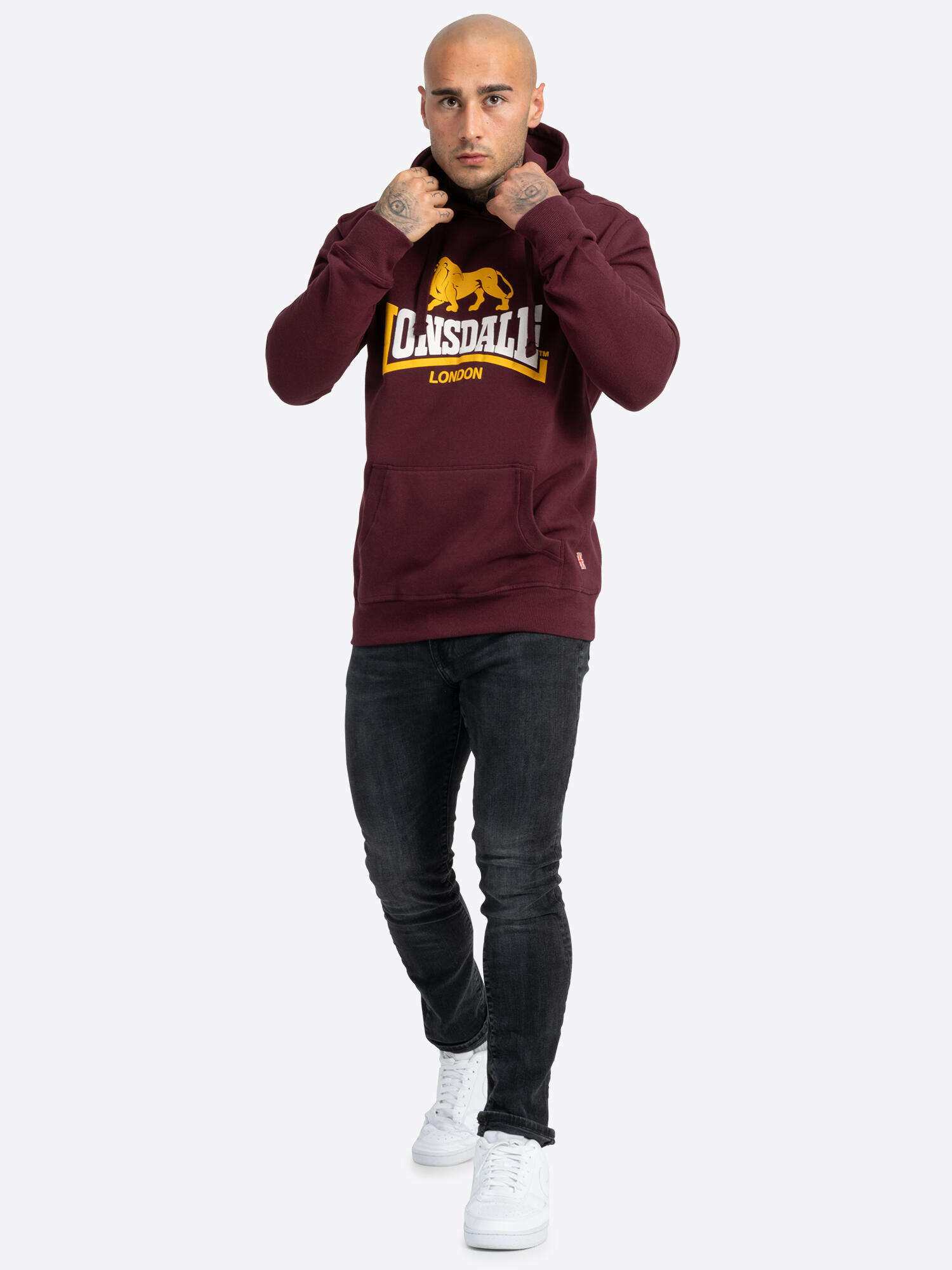 Sweatshirts polaires pour homme Lonsdale Thurning Rouge foncé. 4/6