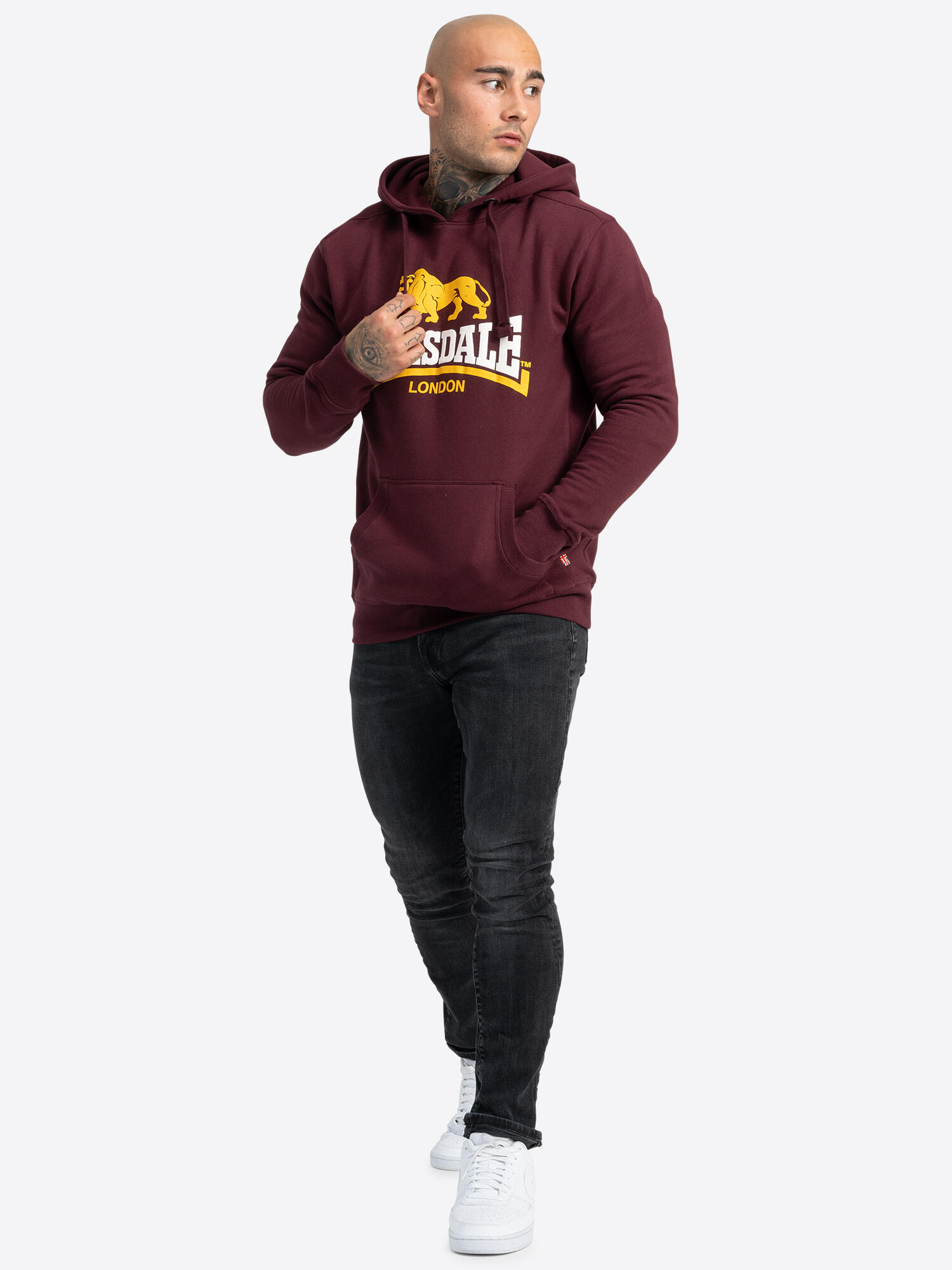 Sweatshirts polaires pour homme Lonsdale Thurning Rouge foncé. 3/6