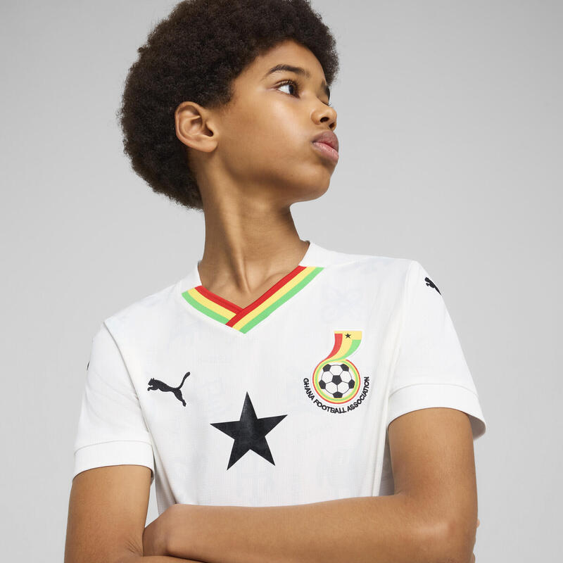 Ghana 2025 Home Jersey Youth PUMA White Pelé Yellow