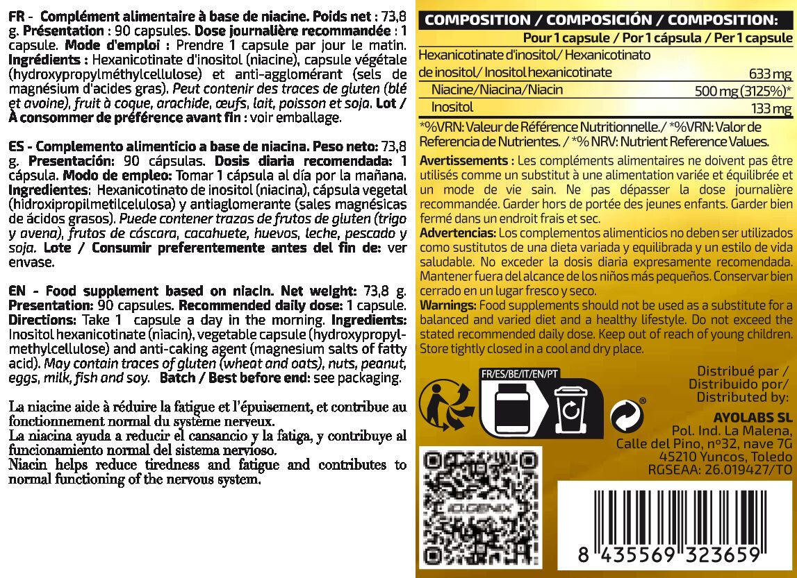 Niacin 500 - 90 capsules de IO.Genix 2/3