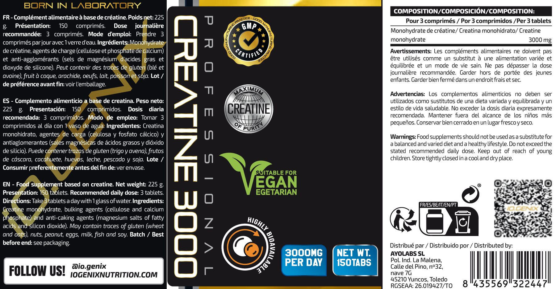Creatine 3000 - 150 tablets de IO.Genix 2/3