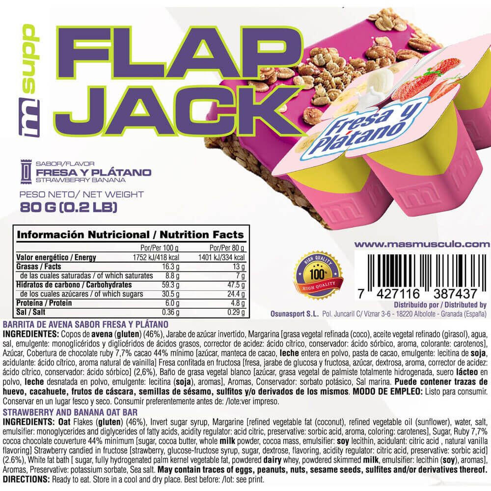 FlapJack (Barrita de Avena Energética) - 80g Fresa Banana MASMUSCULO 4/5