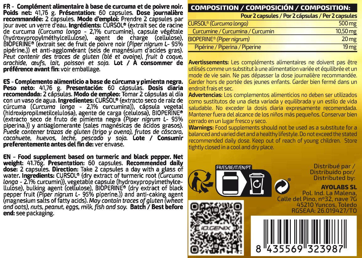 Turmeric curcumin bioperine - 60 capsules de IO.Genix 2/3
