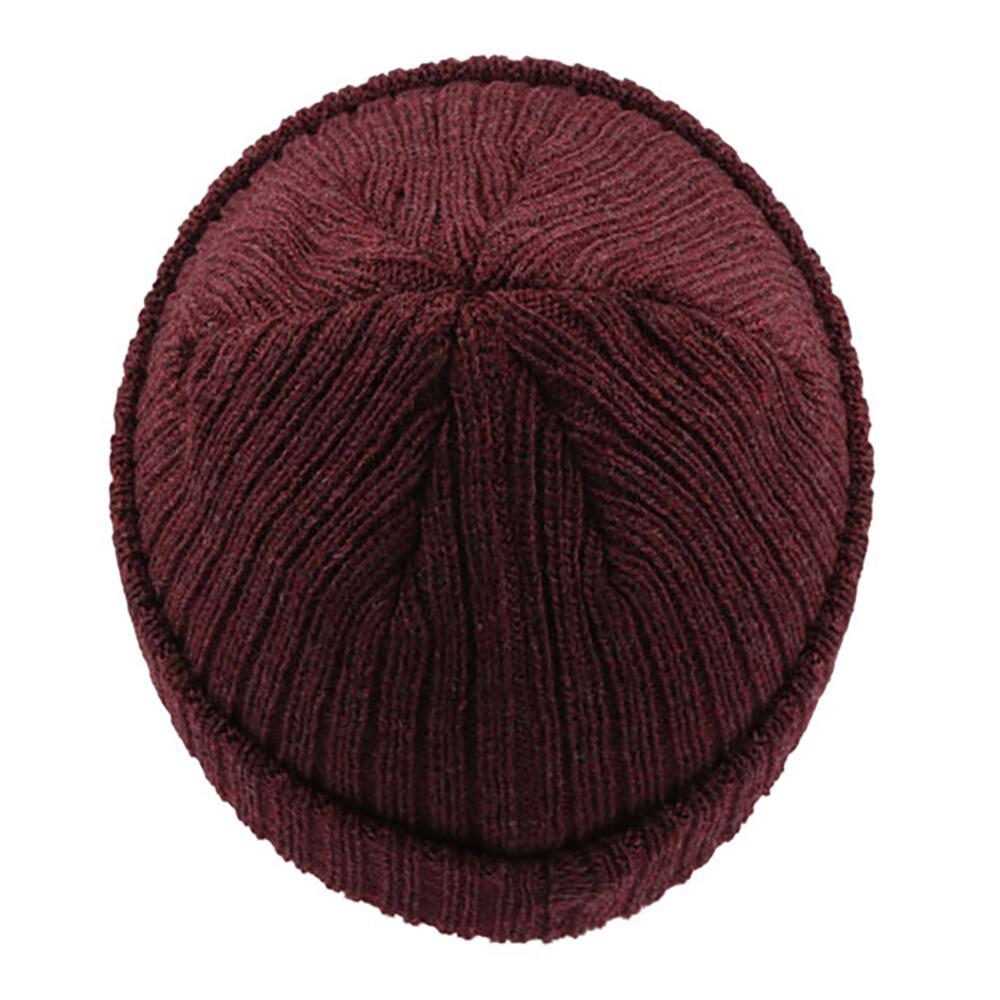 Unisex Docker Short Beanie With Turn Up (Burgundy Melange) 2/3
