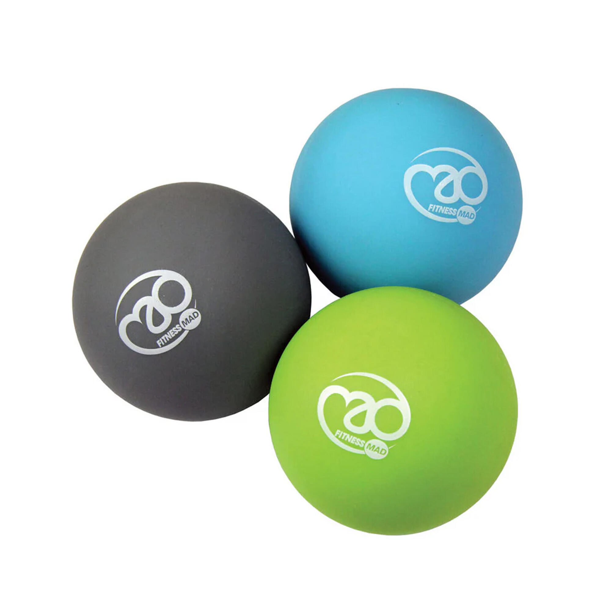 FITNESS-MAD Massage Balls Set (Pack of 3) (Grey/Green/Blue)