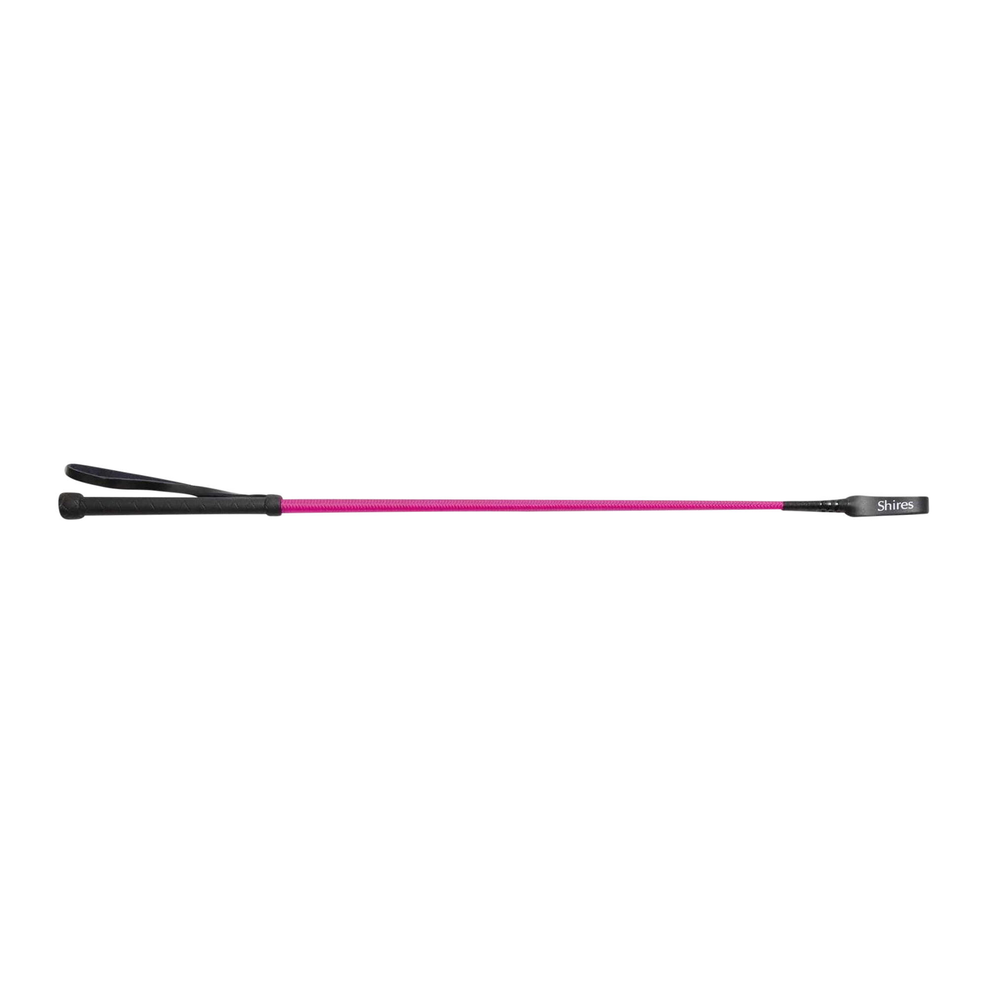 SHIRES Childrens/Kids Thread Stem Leather Horse Riding Whip (Raspberry)