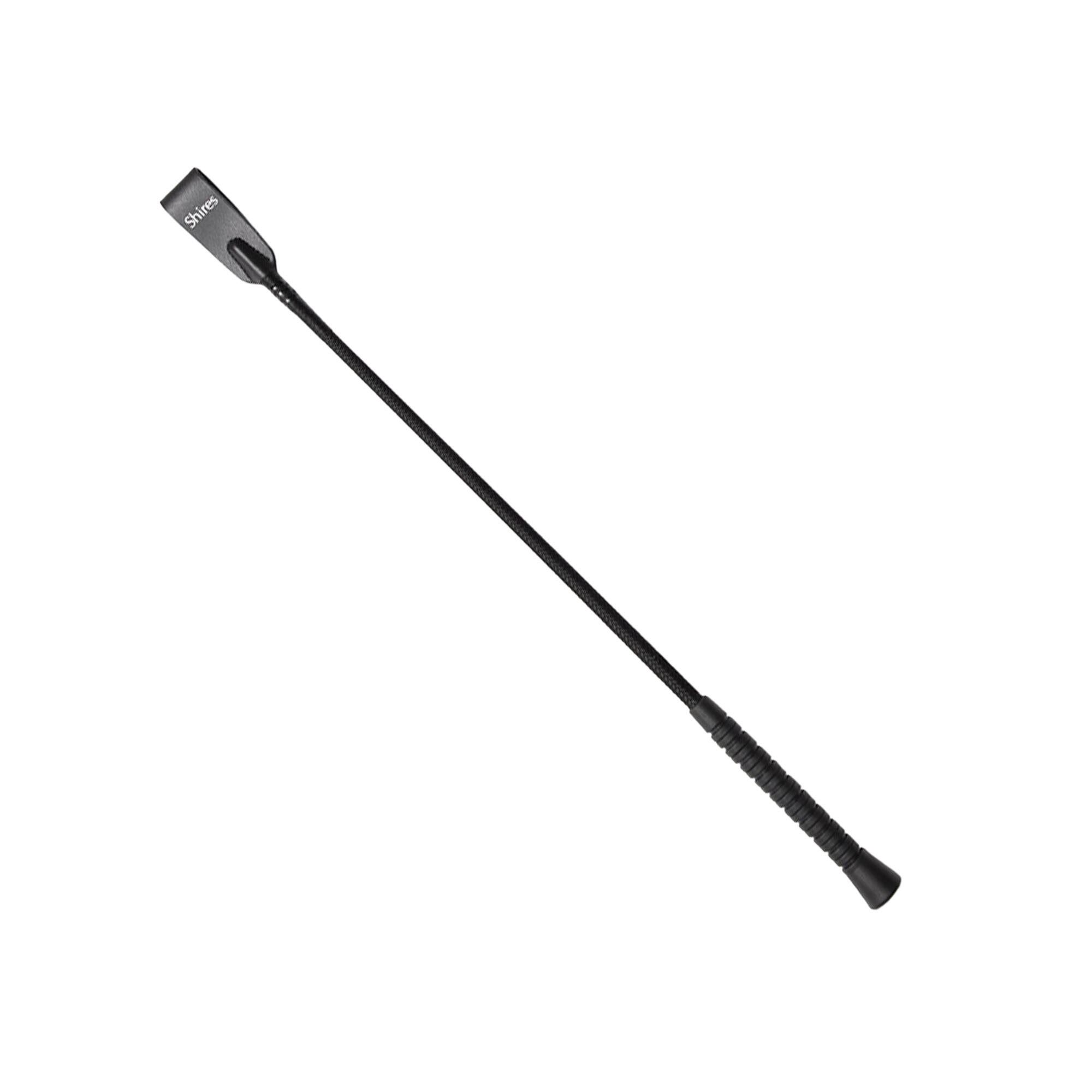 Threaded Leather Horse Riding Whip (Black) 1/3