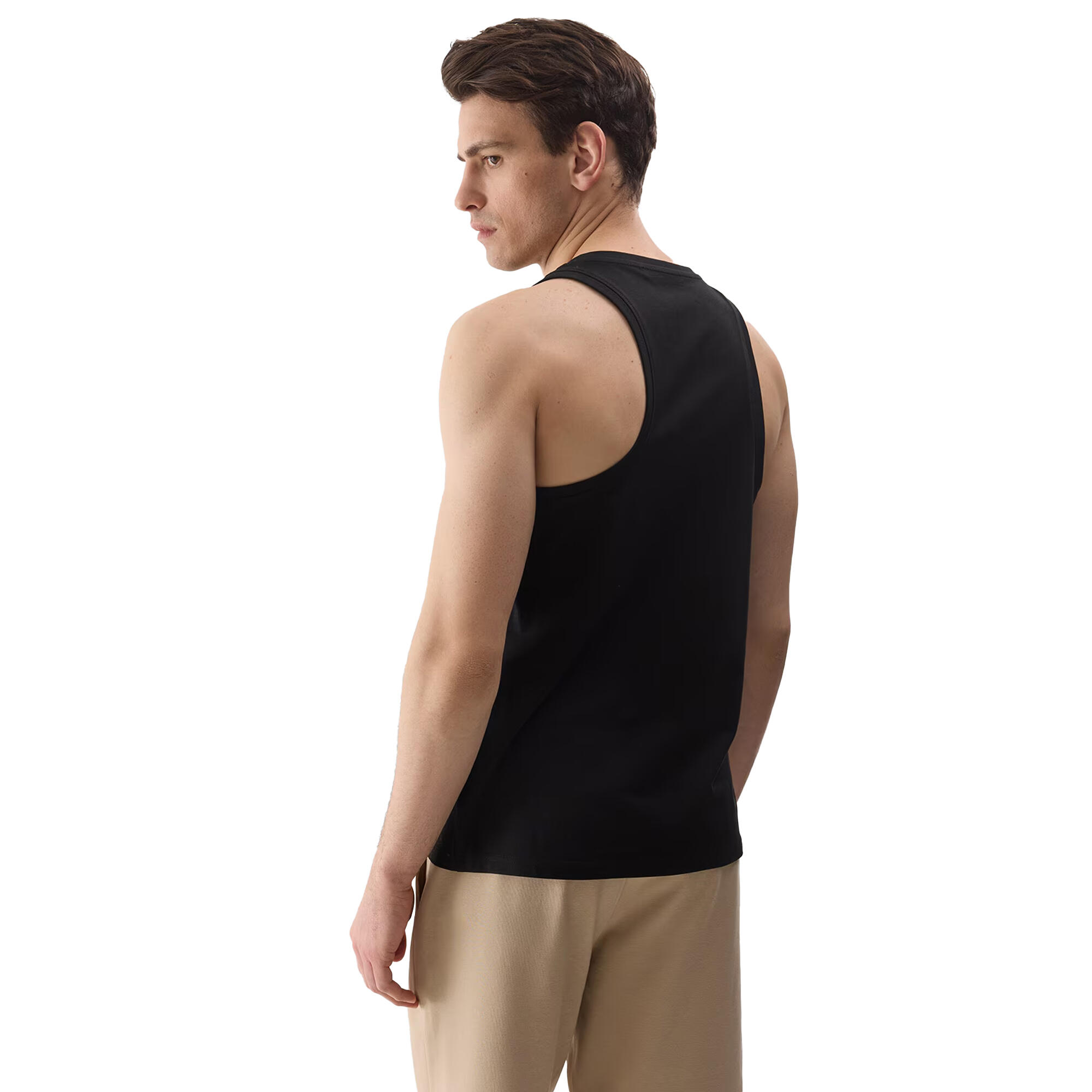 Gewone Tank Top Heren (Diep zwart) 3/4