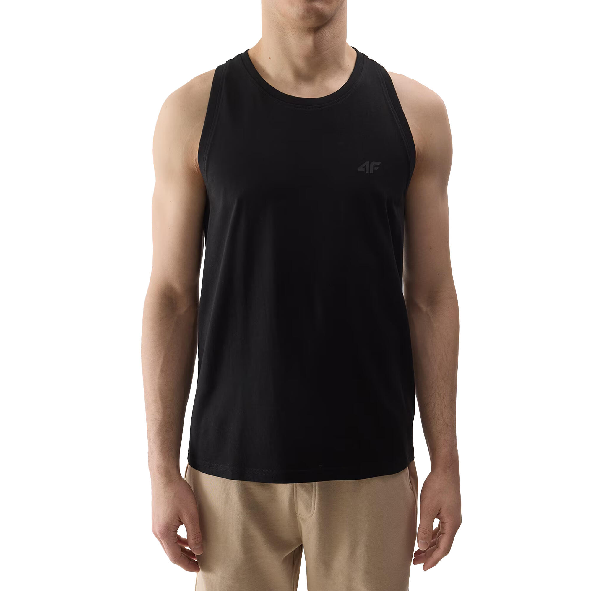 Gewone Tank Top Heren (Diep zwart) 4/4