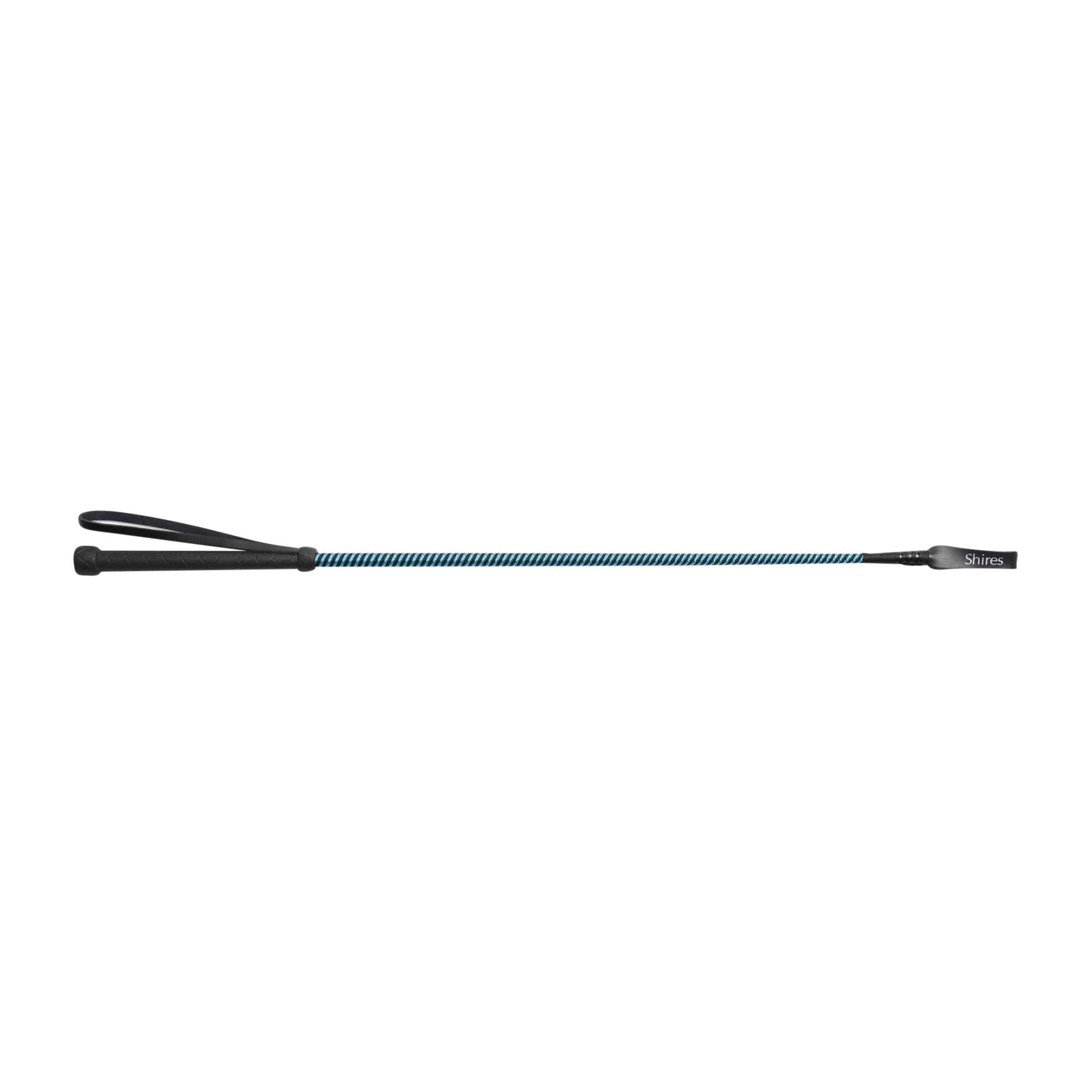 SHIRES Childrens/Kids Thread Stem Leather Horse Riding Whip (Black/Bright Blue)