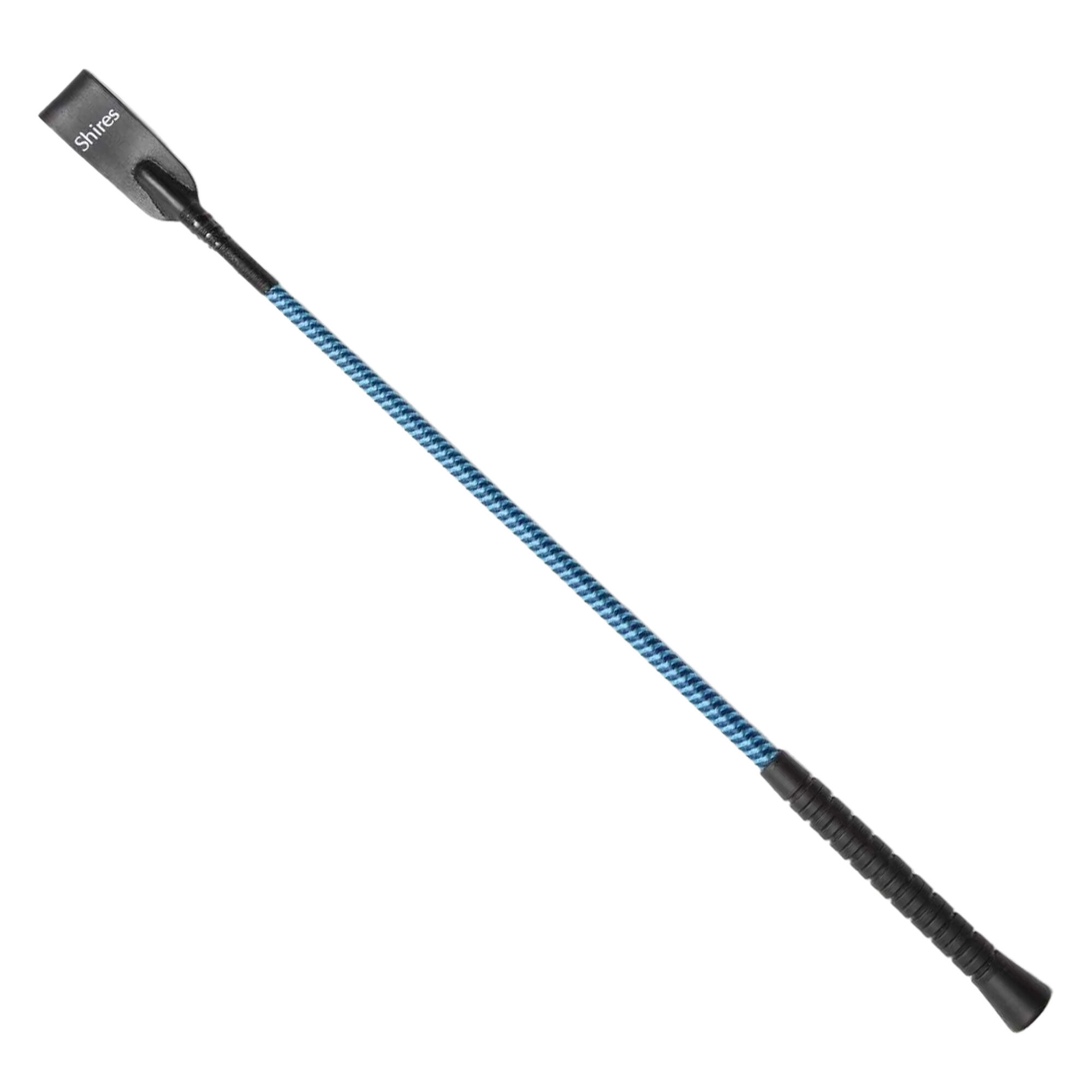SHIRES Threaded Leather Horse Riding Whip (Navy/Bright Blue)