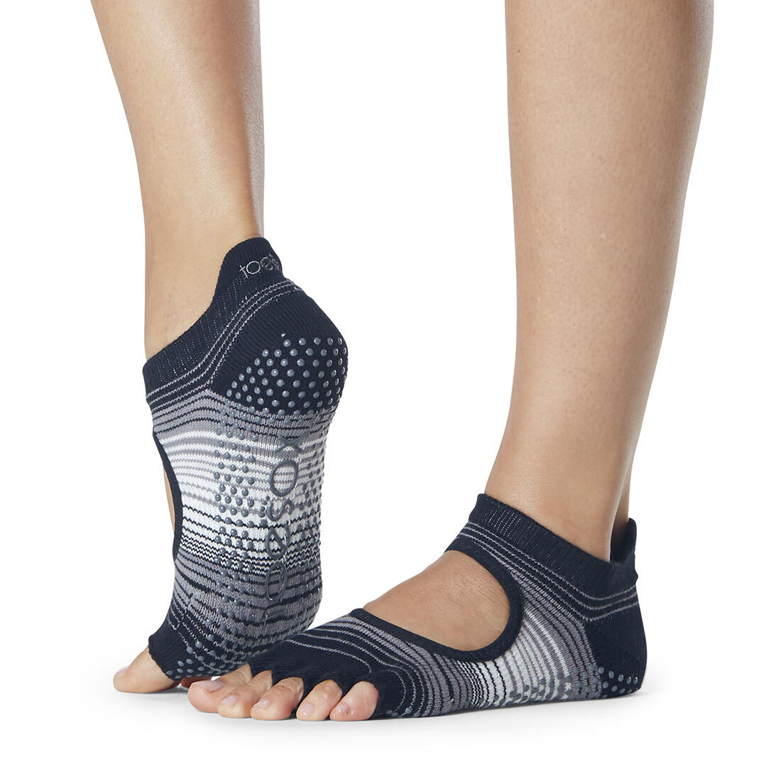 TOESOX Womens/Ladies Bellarina Static Half Toe Socks (Black/Grey/White)