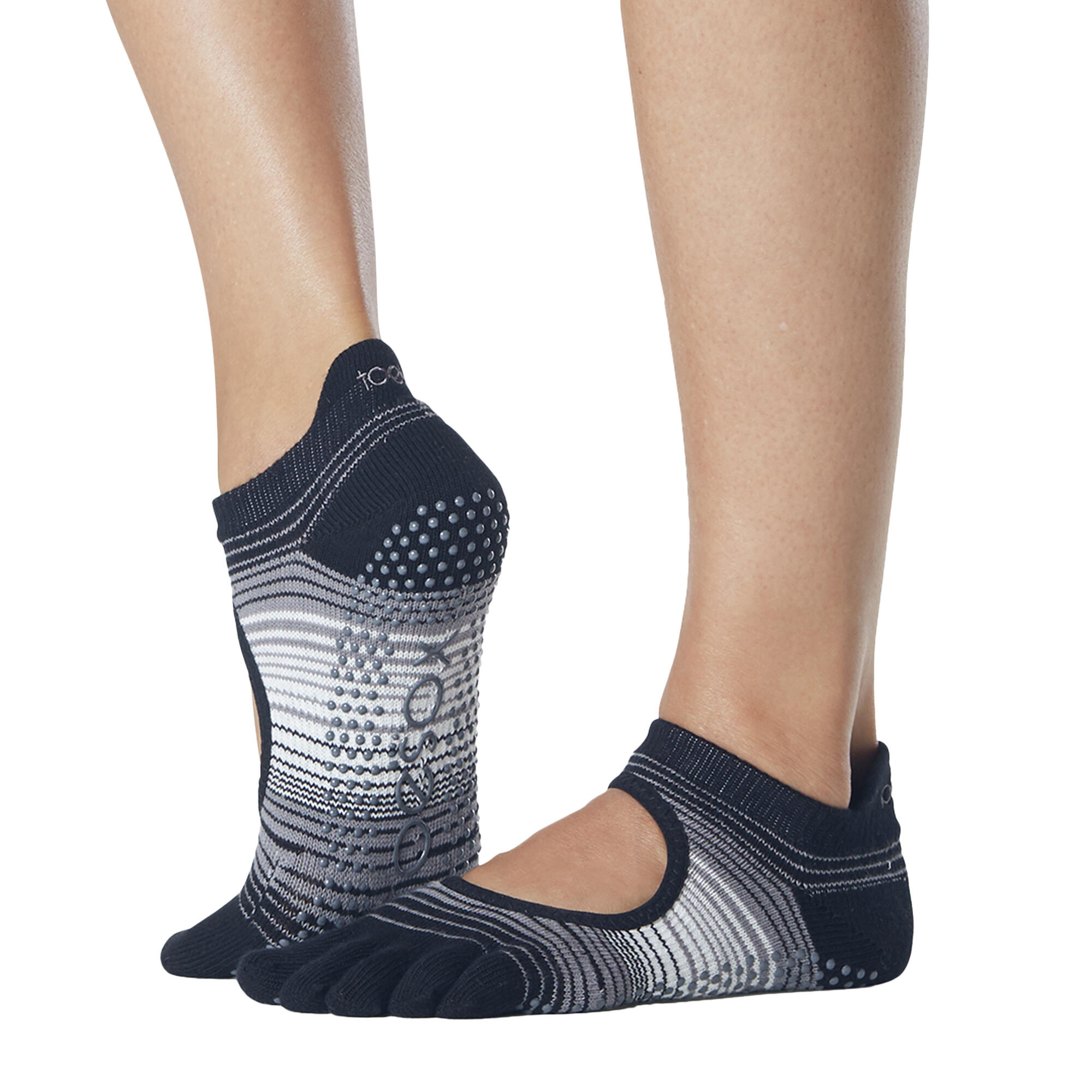 TOESOX Womens/Ladies Bellarina Static Toe Socks (Black/White)