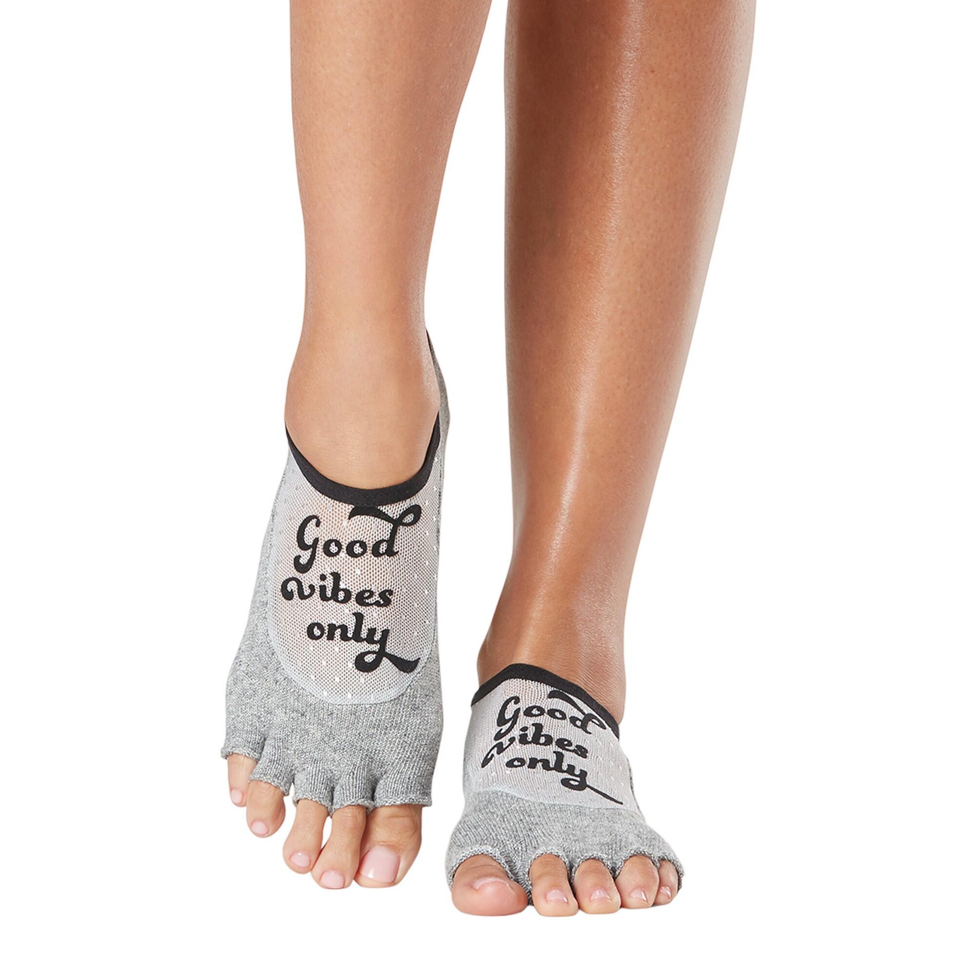 TOESOX Womens/Ladies Luna Motto Half Toe Socks (Grey)