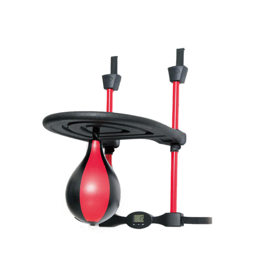 HOMCOM Punching Ball Poire De Vitesse Boxe Avec Support Plateau Tournant Pompe Mdf Acier Revetement Synthetique Rouge Noir