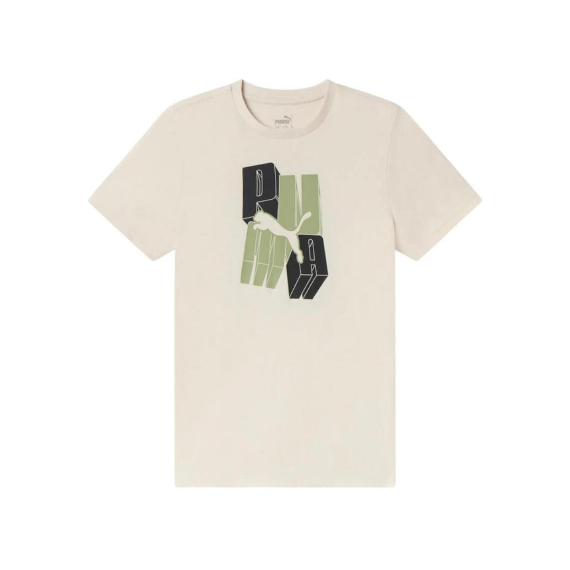 Puma - T-shirt Pour Enfant Puma K Ess Graphic Tee Beige - T-shirt Manches Courtes - Beige|rose - 12 À 14 Ans - Decathlon