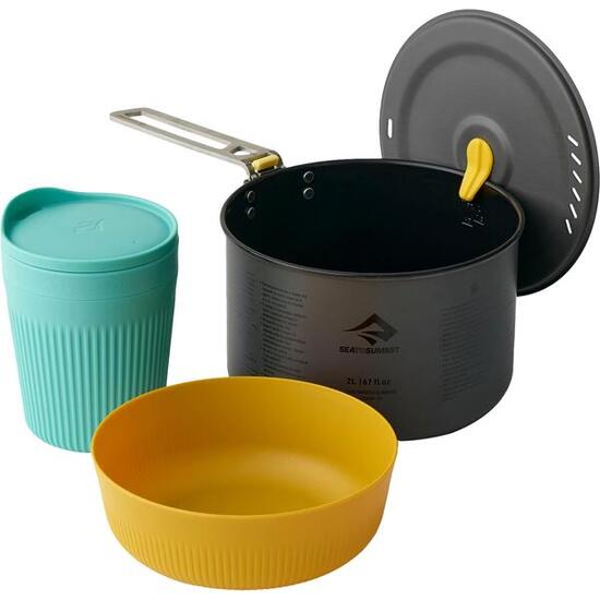 2L Pot + Medium Bowl + Insulated Mug Frontier UL One Pot Cook Set blue-yellow