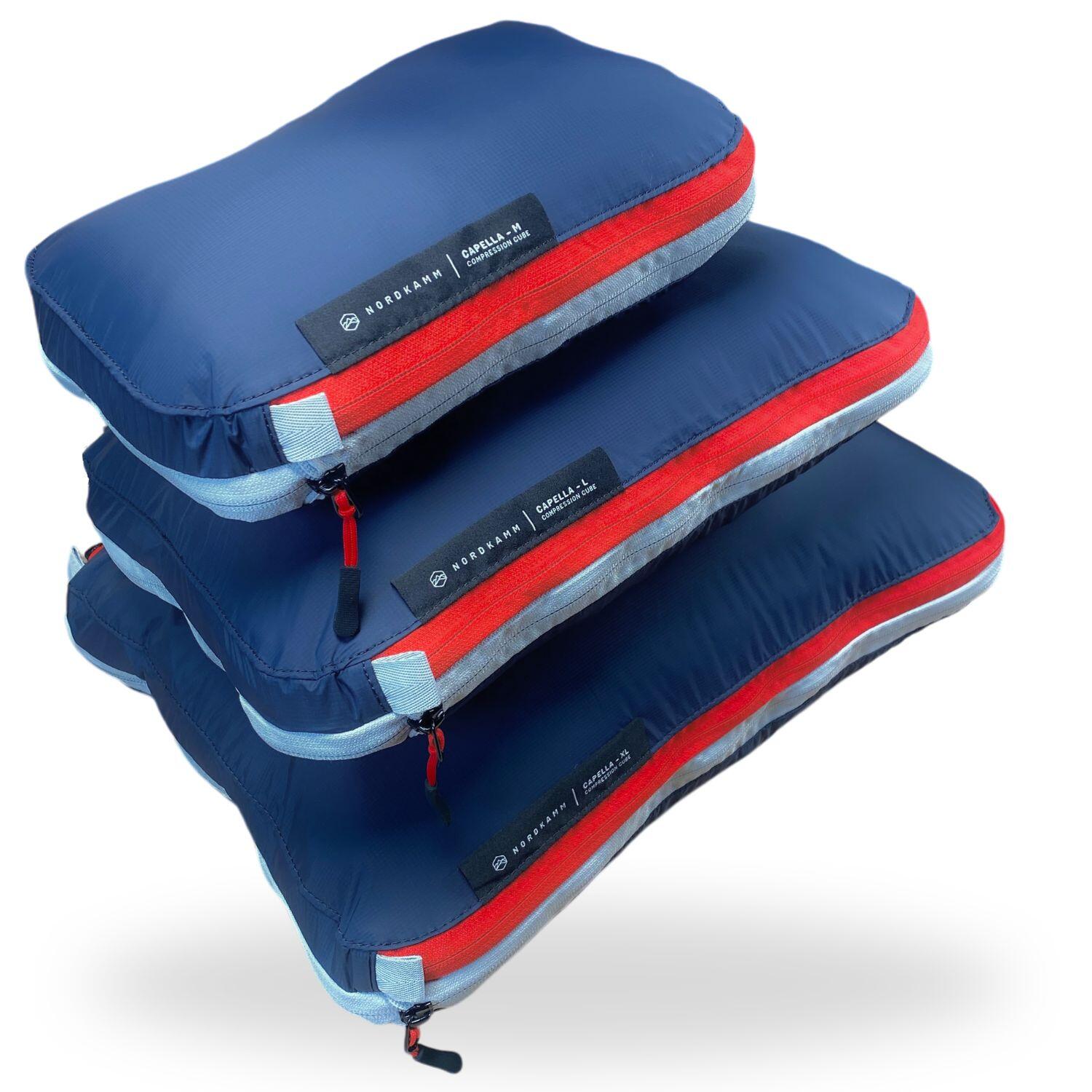 Packing Cubes Packwurfel Packtaschen Set ultraleicht mit Kompression blau NORDKAMM Decathlon
