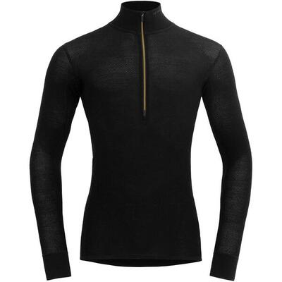 Langarmshirt mit Reißverschluss Wool Mesh 190 Zip Neck Man caviar