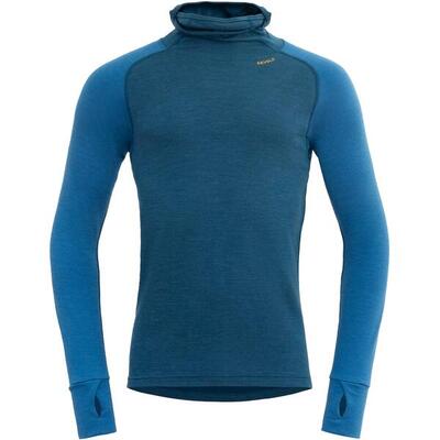 Langarm-Baselayer mit Kapuze Expedition Merino Silk Hoodie Man flood-blue
