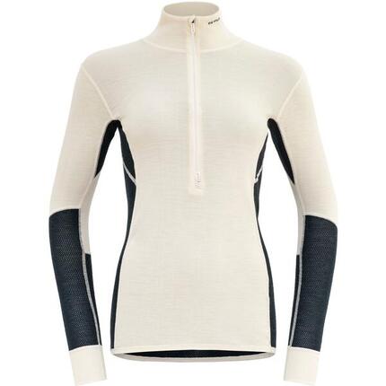 Langarmshirt mit Reißverschluss Wool Mesh 190 Zip Neck Wmn ink-offwhite