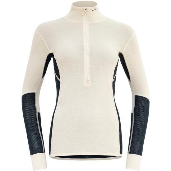 Langarmshirt mit Reißverschluss Wool Mesh 190 Zip Neck Wmn ink-offwhite