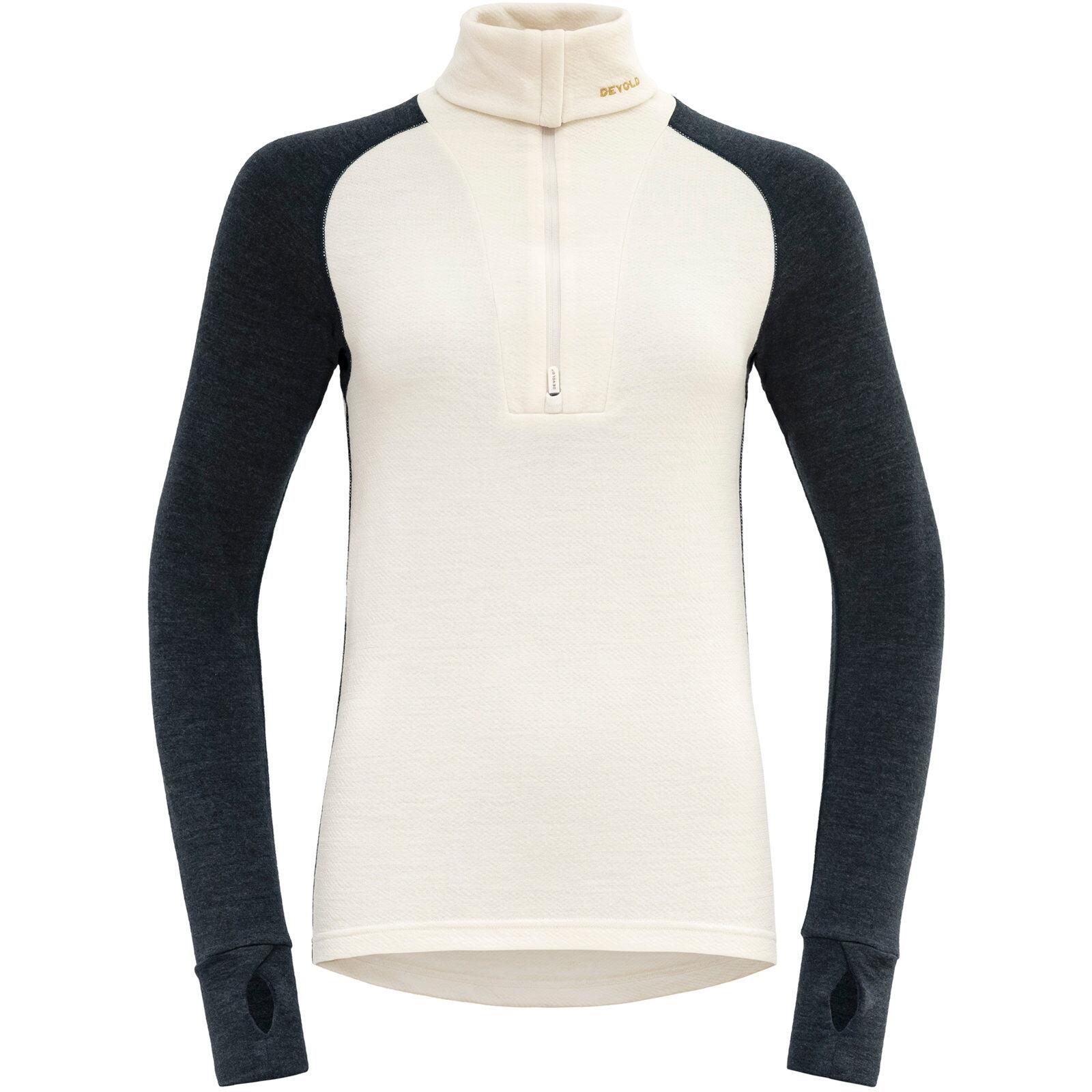 DEVOLD Langarm-Baselayer Expedition Merino Silk Zip Wmn ink-offwhite