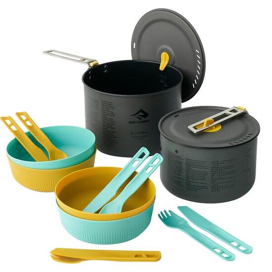 2L + 3L Pot + 4 Medium Bowls + 4 Bestecksets Frontier UL Two Pot Cook Set blue-y