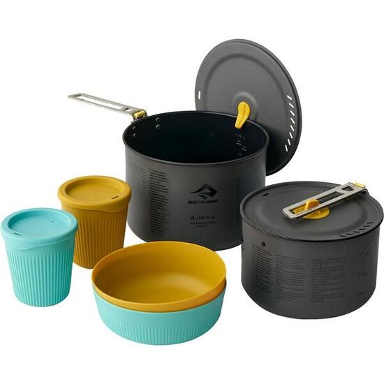 2L+ 3L Pot + 2 Medium Bowls + 2 Cups Frontier UL Two Pot Cook Set blue-yellow