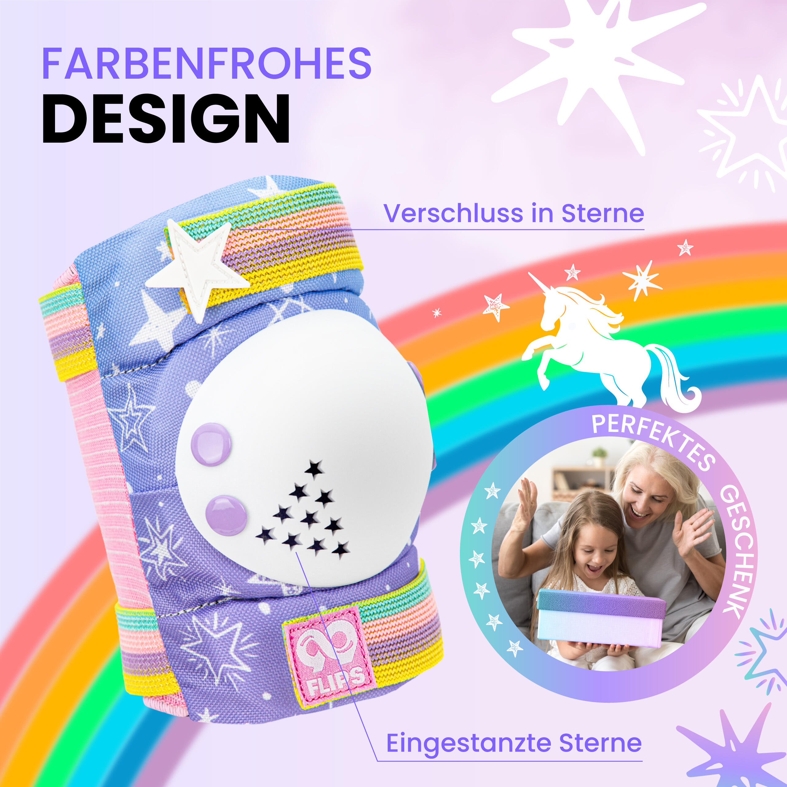 Protektoren Schoner Set Kinder 3-12 mit GS - Knieschoner Skaten Inliner Schützer 5/7