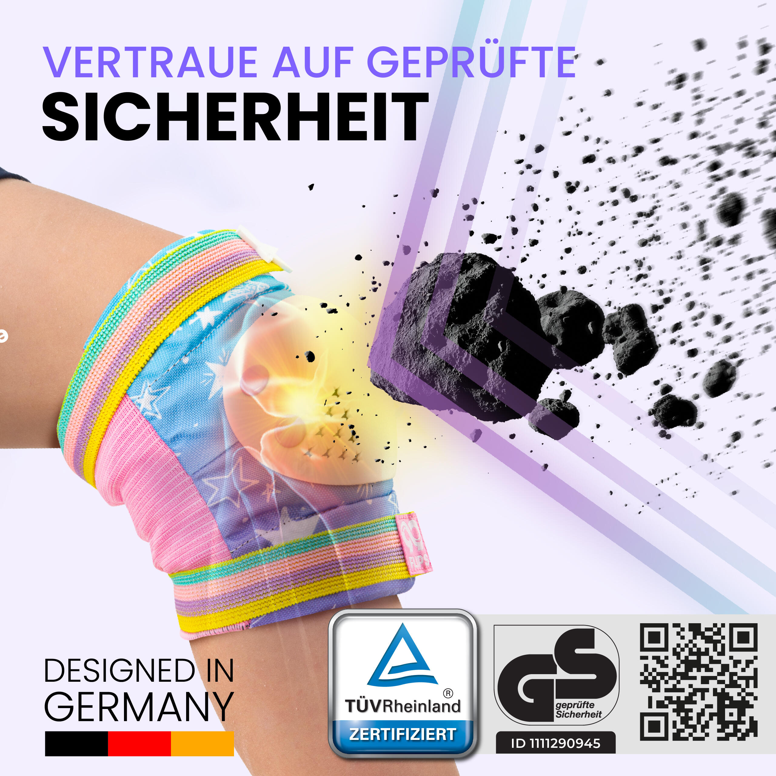 Protektoren Schoner Set Kinder 3-12 mit GS - Knieschoner Skaten Inliner Schützer 2/7