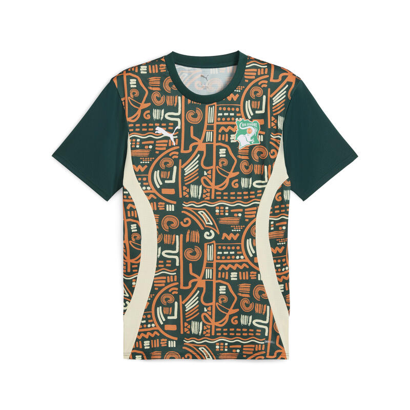 Ivoorkust 2025 prematch-shirt voor heren PUMA Dark Myrtle Rickie Orange Green