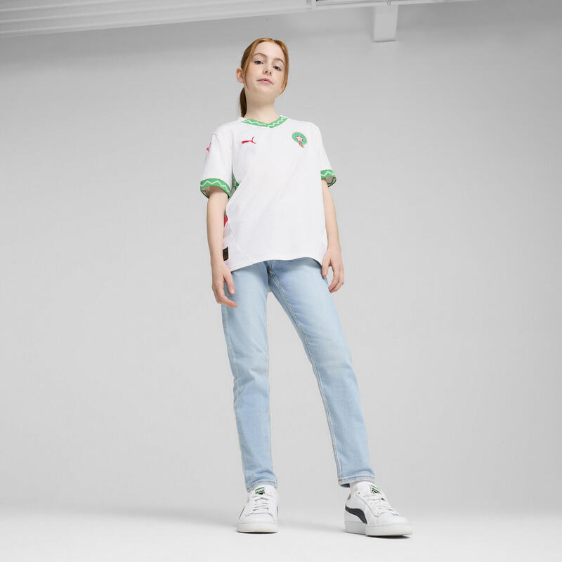 Marokko 2025 uitshirt voor jongeren PUMA White Fast Green Red